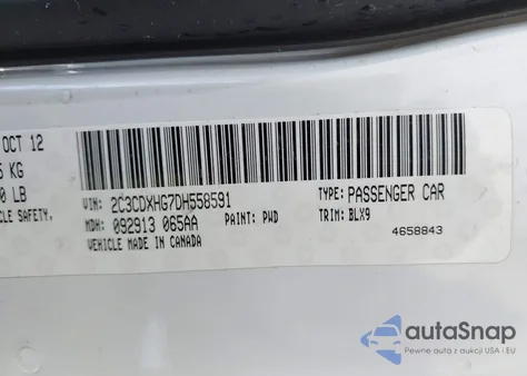 2013 Dodge Charger Sxt Plus из США, поврежденный, VIN 2C3CDXHG7DH558591